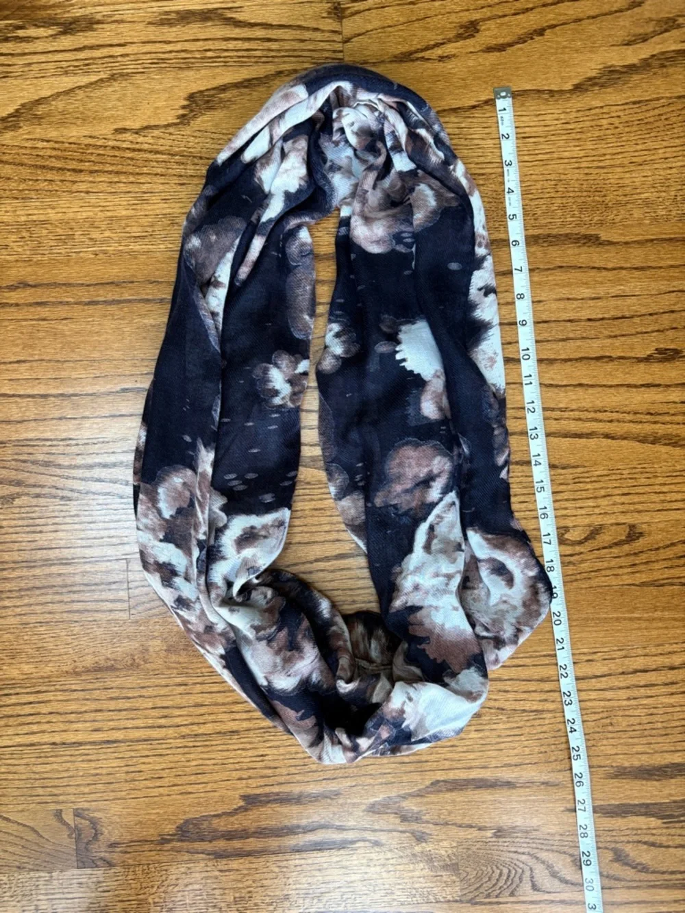 Floral Infinity Scarf in Navy Blue and Pink- Women's Accessory